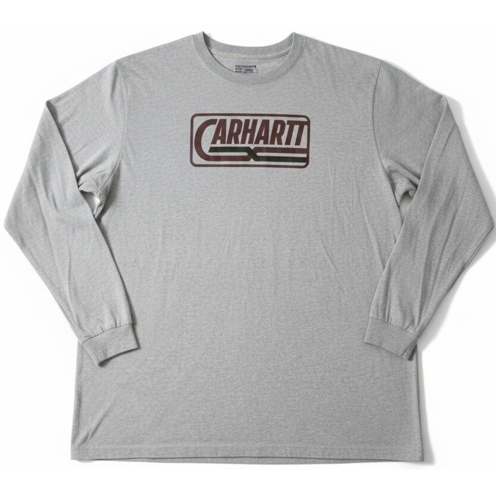 Carhartt Men's 3XL Tall Gray Long Sleeve Heavyweight Logo T-Shirt Loose Fit